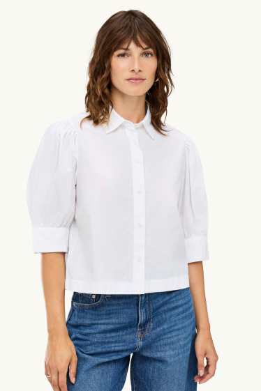Damen - Hemdbluse - schneeweiss