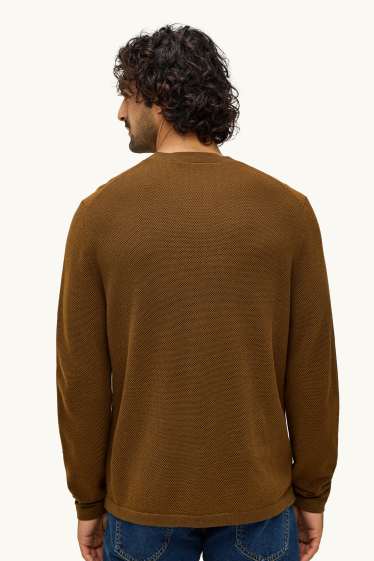 Men - Jumper - textured - light brown