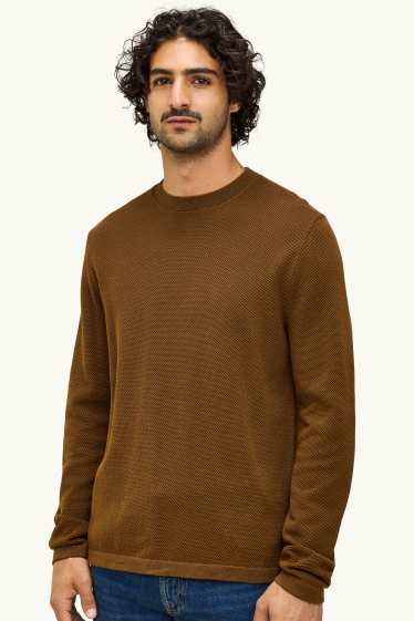 Men - Jumper - textured - light brown