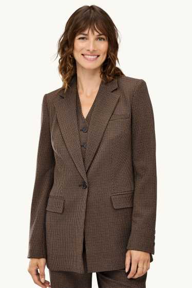 Women - Long blazer - regular fit - patterned - brown / dark blue