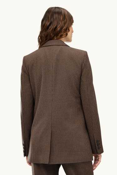 Women - Long blazer - regular fit - patterned - brown / dark blue