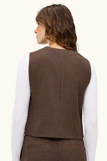 Damen - Business-Weste - tailliert - gemustert - braun / dunkelblau