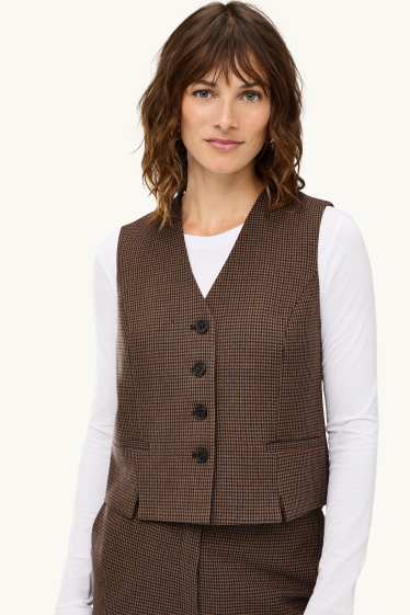 Damen - Business-Weste - tailliert - gemustert - braun / dunkelblau