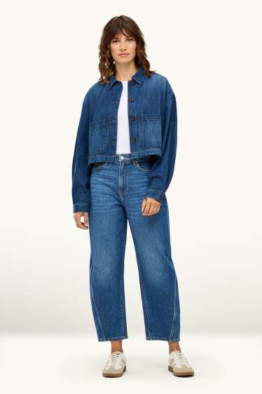 Women - Barrel jeans - high waist - blue denim