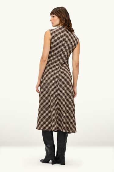 Damen - A-Linien Kleid - kariert - braun / cremeweiss