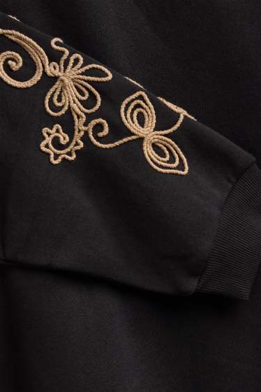 Damen - Sweatshirt - bestickt - schwarz