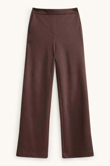 Femei - Pantaloni de stofă - talie înaltă - relaxed fit - maro închis