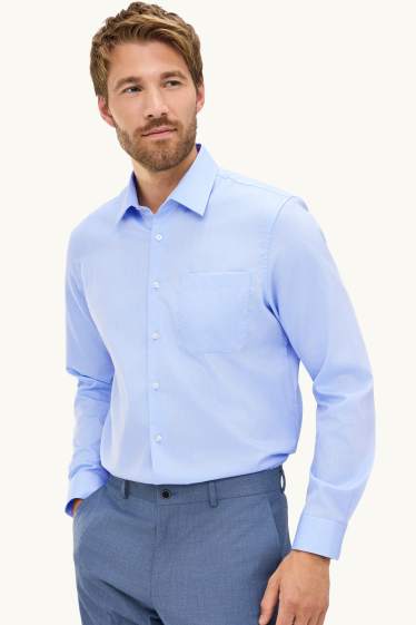 Pánské - Business košile - regular fit - kent - snadné žehlení - světle modrá
