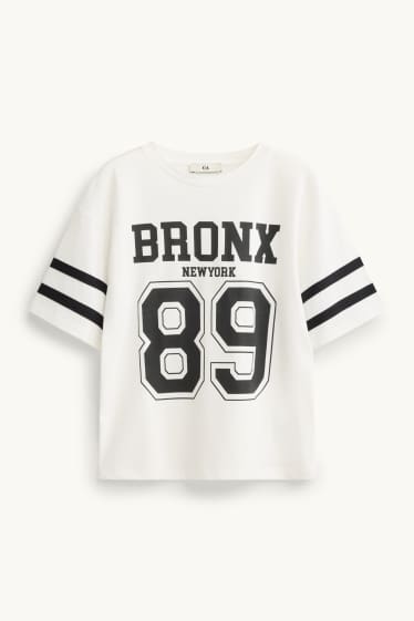 Copii - Fete - New York - set - tricou cu mânecă scurtă și pantaloni de trening - 2 piese - alb / negru