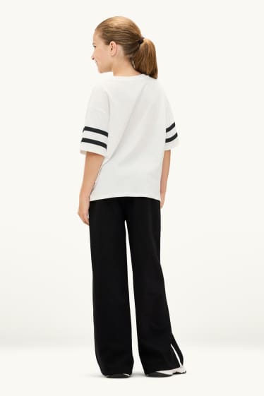 Copii - Fete - New York - set - tricou cu mânecă scurtă și pantaloni de trening - 2 piese - alb / negru