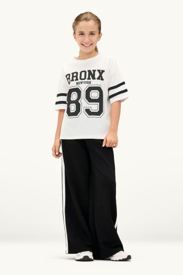Copii - Fete - New York - set - tricou cu mânecă scurtă și pantaloni de trening - 2 piese - alb / negru