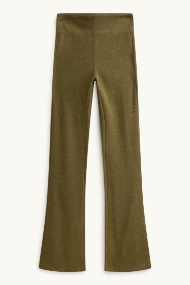 Femei - Pantaloni de trening din tricot fin - verde