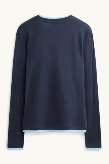 Damen - Langarmshirt - Regular Fit - 2-in-1-Look - blau / hellblau