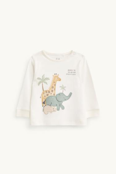 Nadó nen - Girafa, elefant i camaleó - pijama per a nadó - 2 peces - blanc trencat