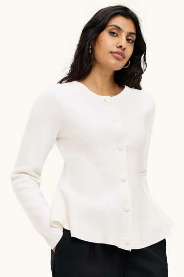 Damen - Strickjacke - schneeweiß
