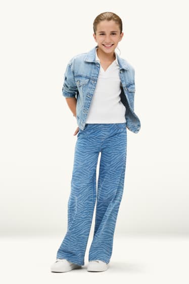 Kinder Mädchen - Wide Leg Jeggings - gemustert - jeansblau