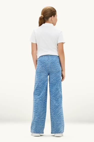 Kinder Mädchen - Wide Leg Jeggings - gemustert - jeansblau