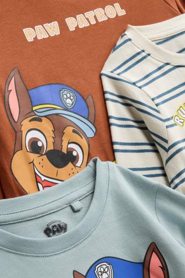 Kinder Buben - Multipack 3er - PAW Patrol - Chase, Marshall - Langarmshirt - hellblau