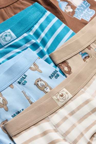 Enfants garçons - Lot de 5 - loutre et castor - caleçons - beige