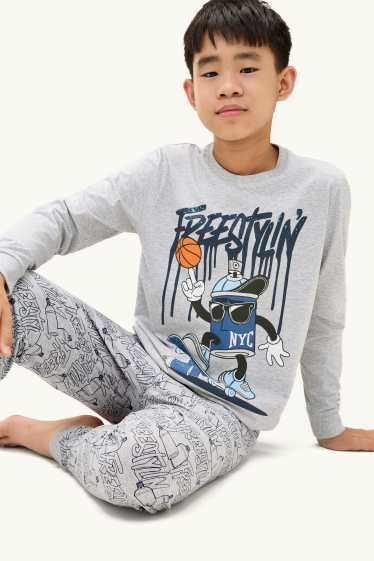 Enfants garçons - Graffitis - pyjama - 2 pièces - gris