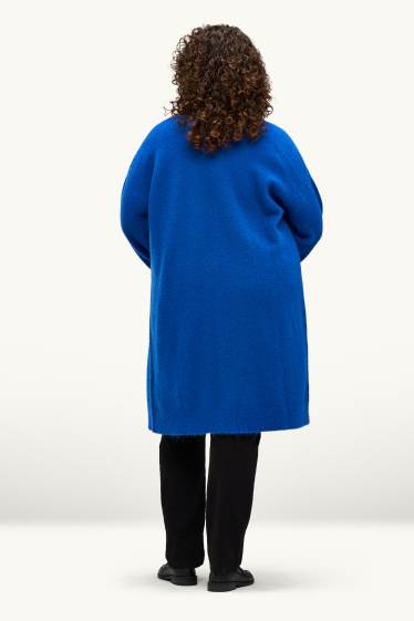 Femei - Cardigan tricotat lung - albastru