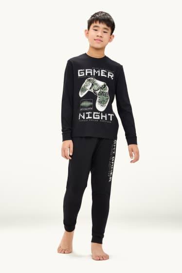 Enfants garçons - Lot de 2 - jeux vidéo - pyjamas - 4 pièces - noir