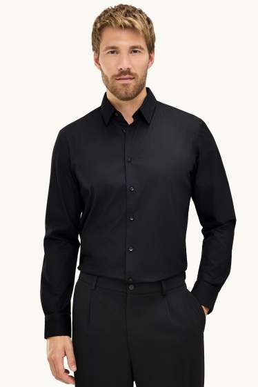 Uomo - Camicia - regular fit - collo all'italiana - nero