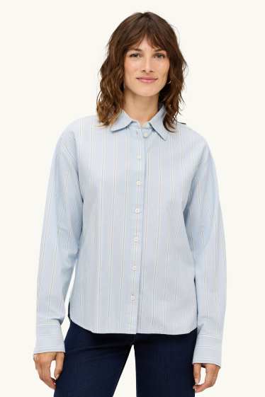 Donna - Camicia - a righe - azzurro