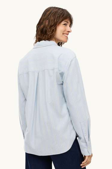 Donna - Camicia - a righe - azzurro