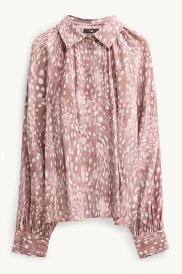 Dames - Overhemdblouse - met patroon - bruin