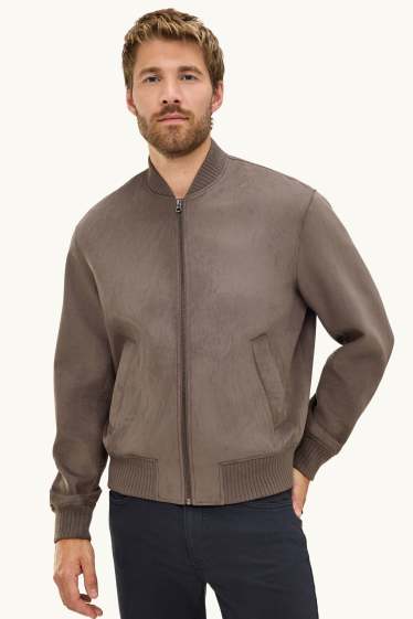 Herren - Bomberjacke - Velourslederimitat - braun