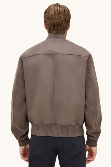 Herren - Bomberjacke - Velourslederimitat - braun