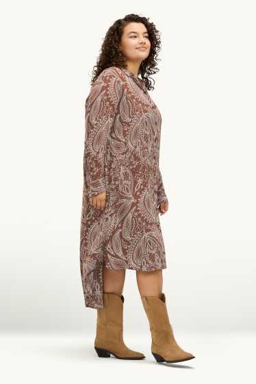 Donna - Vestito a camicia - fantasia - marrone