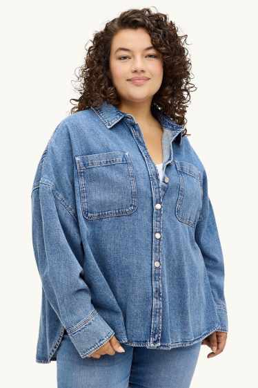 Femei - Bluză tip cămașă din denim - denim-albastru