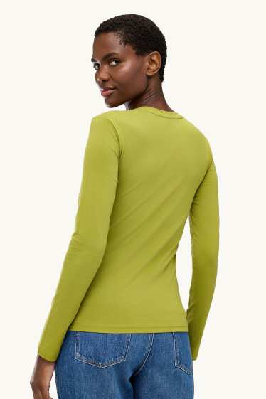 Femmes - Haut à manches longues - slim fit - vert