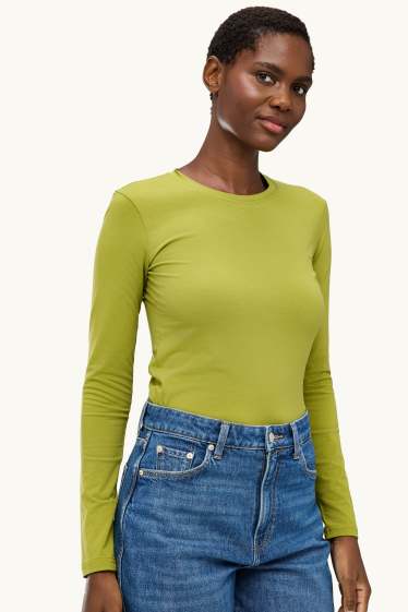 Femmes - Haut à manches longues - slim fit - vert