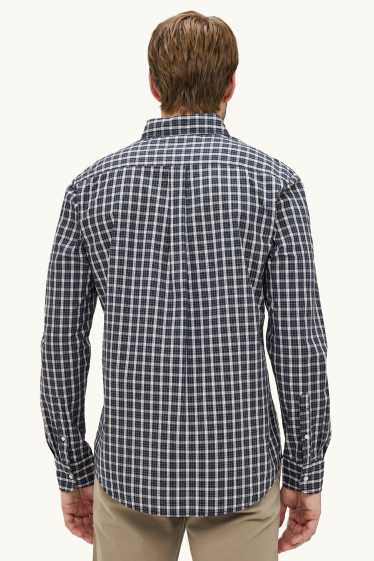 Hommes - Chemise - regular fit - col button-down - à carreaux - bleu foncé / blanc