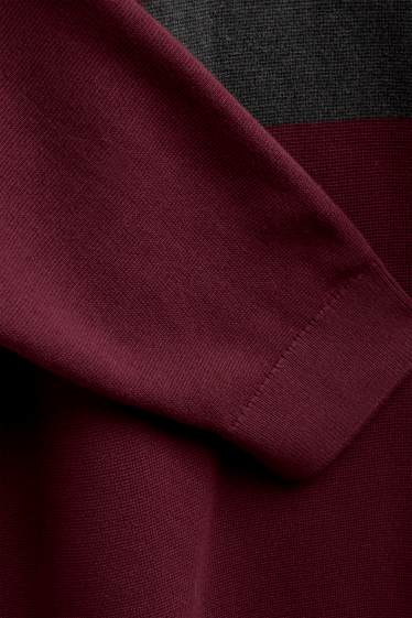 Men - Jumper - striped - bordeaux / black