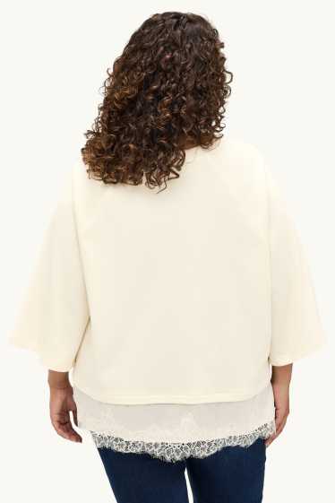 Women - Sweatshirt - 2-in-1 look - creme