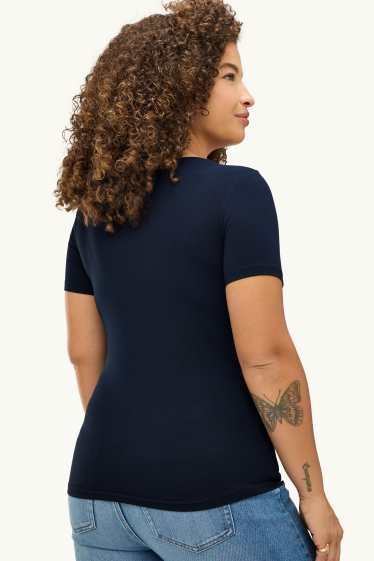 Dámské - Tričko - slim fit - tmavomodrá