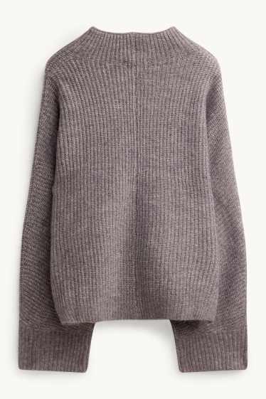 Damen - Strickpullover - gerippt - taupe