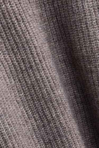 Damen - Strickpullover - gerippt - taupe