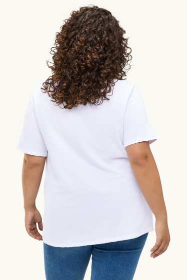 Damen - Multipack 2er - T-Shirt mit V-Ausschnitt - Stretch - LYCRA® - weiß