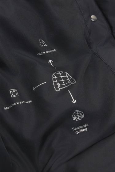 Dames - Jas met stiksels en capuchon - gevoerd - waterafstotend - zwart