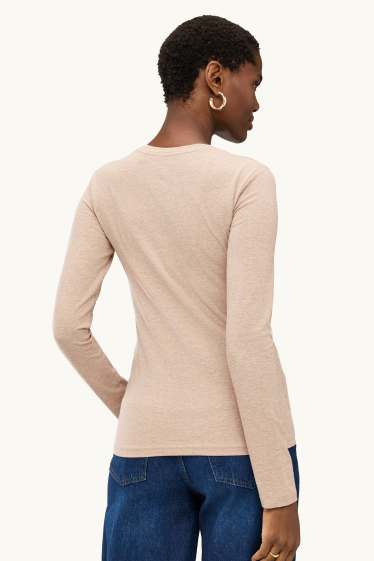 Dona - Samarreta de màniga llarga - slim fit - beix