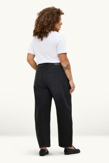 Femei - Barrel jeans - talie înaltă - negru