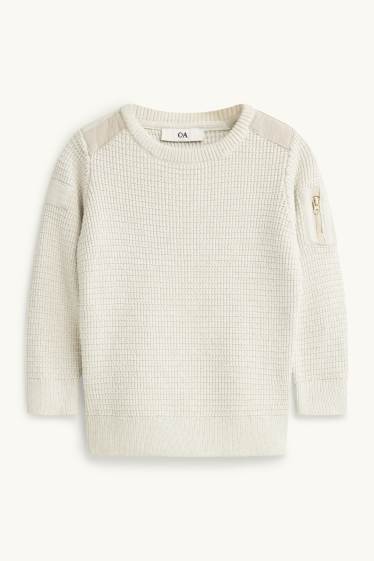 Kinder Jungen - Pullover - strukturiert - cremeweiss