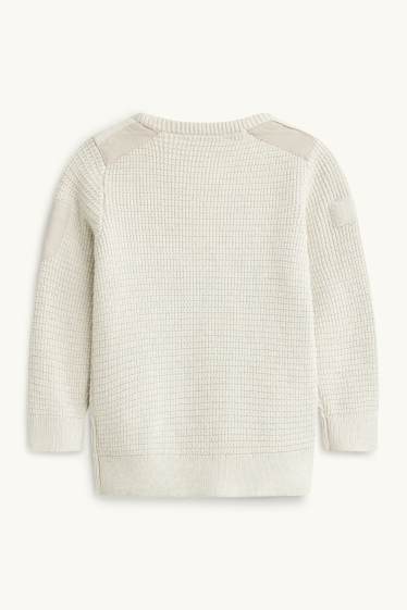 Kinder Jungen - Pullover - strukturiert - cremeweiss