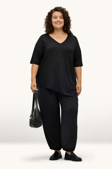 Mujer - Pantalón bombacho - mid waist - balloon leg - negro