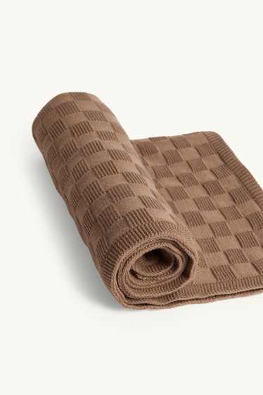 Unisexe - Couverture pour bébé - à carreaux - finition texturée - 70 x 90 cm - marron clair